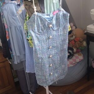 Women’s Sugar Thrillz pastel blue faux knit dress